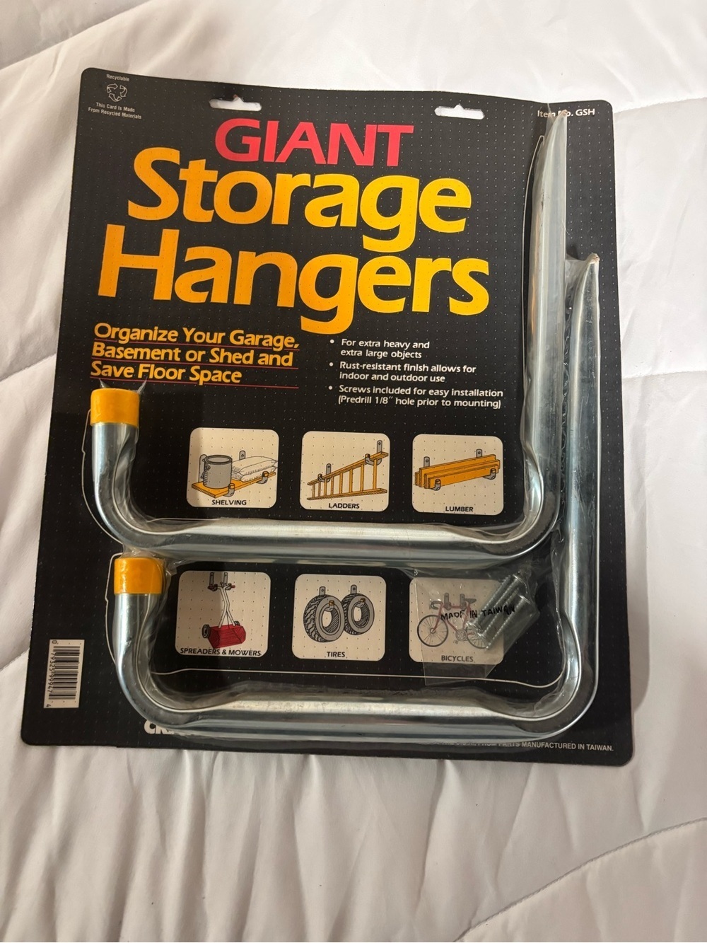 Crawford (#GSH) Giant Storage / Garage Hanger Hooks, Sealed Package